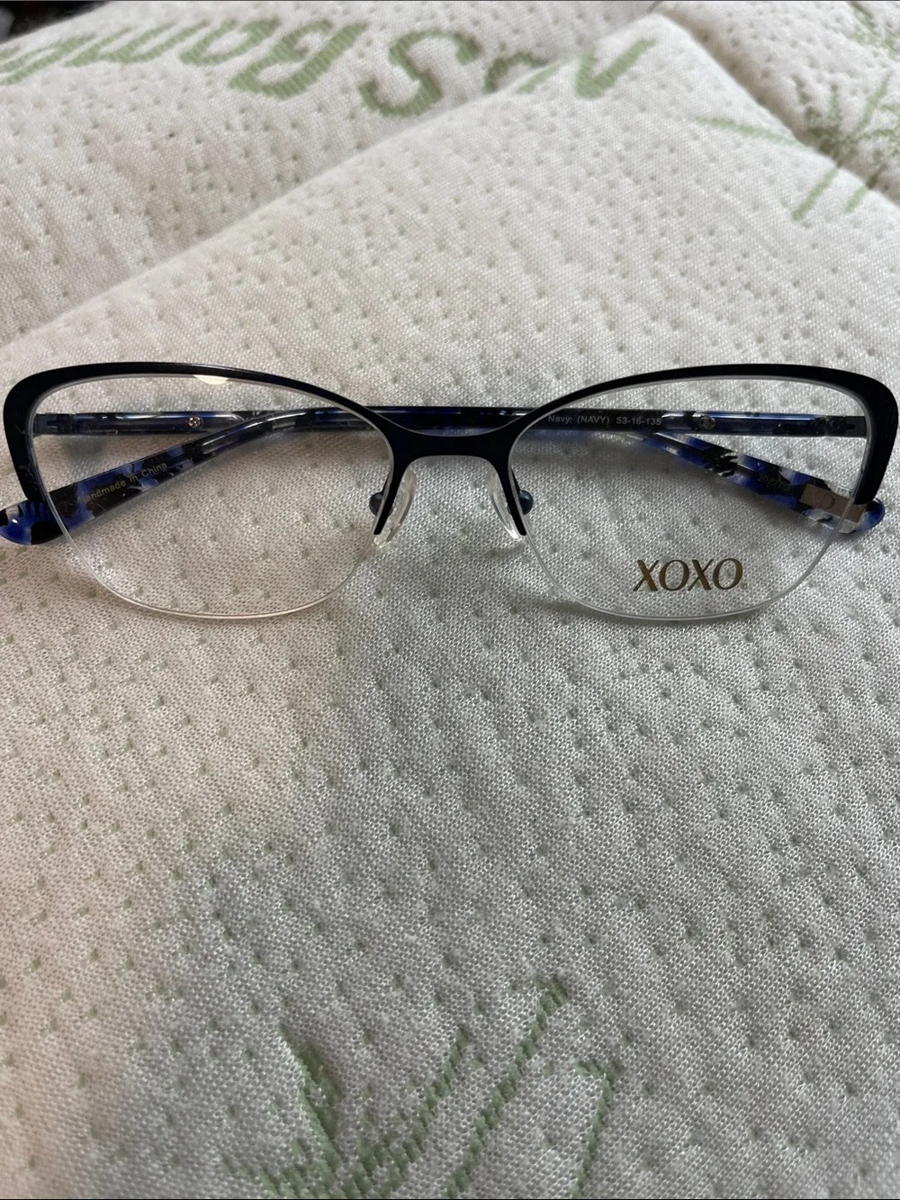 XOXO Women's Cat-Eye Semi-Rim Glasses in Black and Blue Tortoise